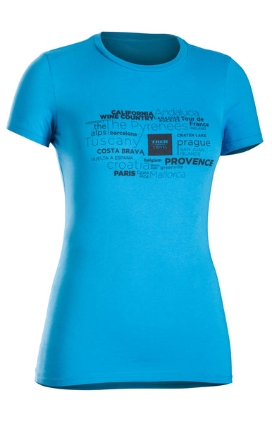 Women's Trek Travel Blue "The World Calls" T-Shirt